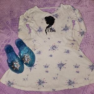 Elsa Themed Dress and Blue Shoes Set